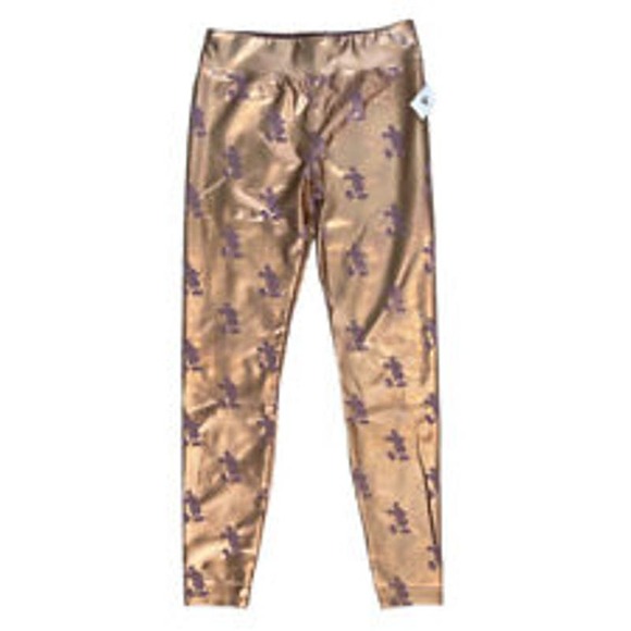 Disney Parks Pink Rose Gold Iridescent Mickey Mouse Icon Leggings 2X 2XL - Picture 1 of 7